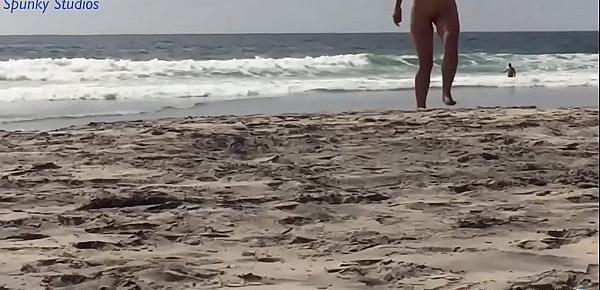  Public Dick Sucking on a Nude Beach with Sexy Spunky Girl  Outdoor Cum Facial